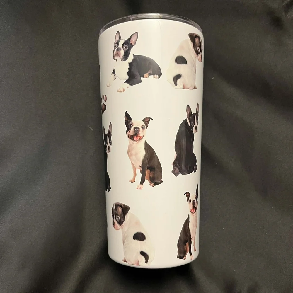 Greenline Goods Boston Terrier Dishwasher Safe Insulated Tumbler With Lid 20 oz